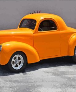 Orange Willys Coupe Car Diamond Painting