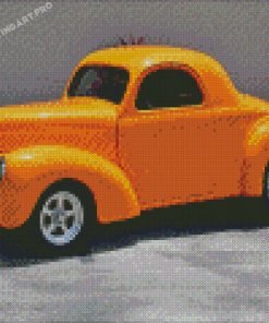 Orange Willys Coupe Car Diamond Painting