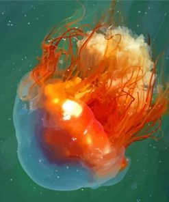 Orange Big Jellyfish Diamond Painting