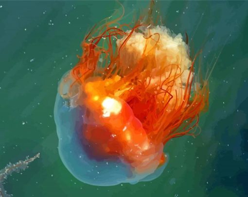 Orange Big Jellyfish Diamond Painting