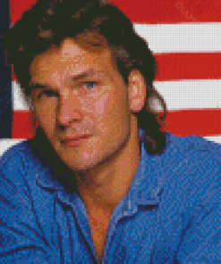 Patrick Swayze With American Flag Diamond Painting