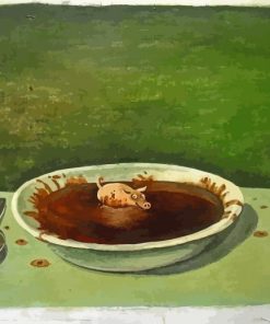 Pig Dish Michael Sowa Diamond Painting