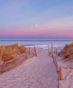 Pink Sunset Cape Cod Beach Diamond Painting