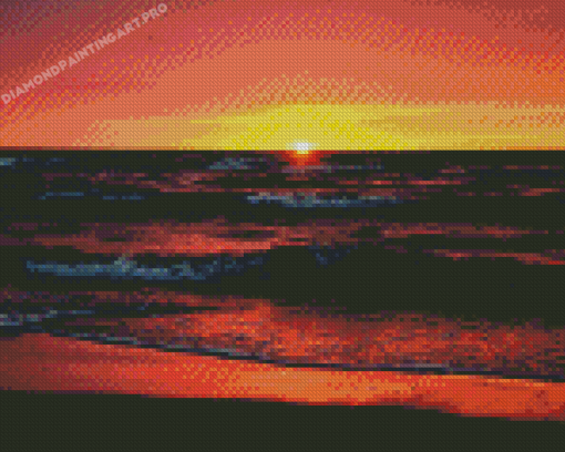 Poland Pomerania Baltic Sea Sunset Diamond Painting