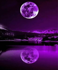 Purple Moon Water Reflection Diamond Painting