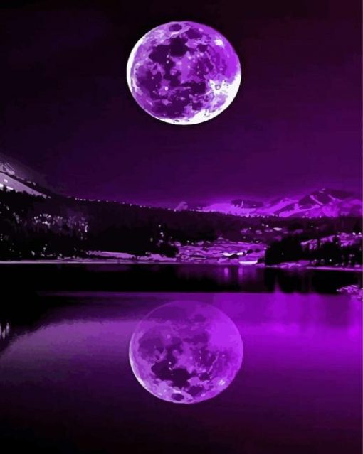 Purple Moon Water Reflection Diamond Painting