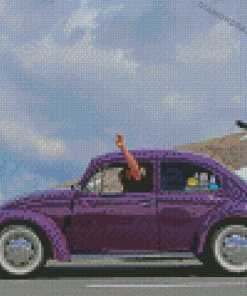 Purple Vw Beetle Diamond Painting