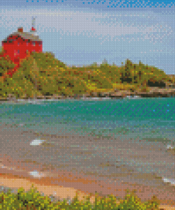 Red Cabin Marquette Diamond Painting