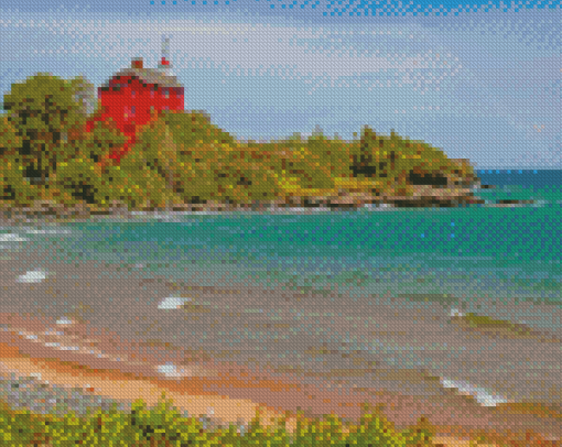 Red Cabin Marquette Diamond Painting