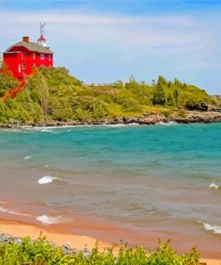 Red Cabin Marquette Diamond Painting