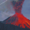 Red Volcano Erupting Diamond Painting