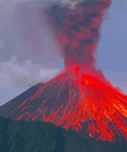 Red Volcano Erupting Diamond Painting