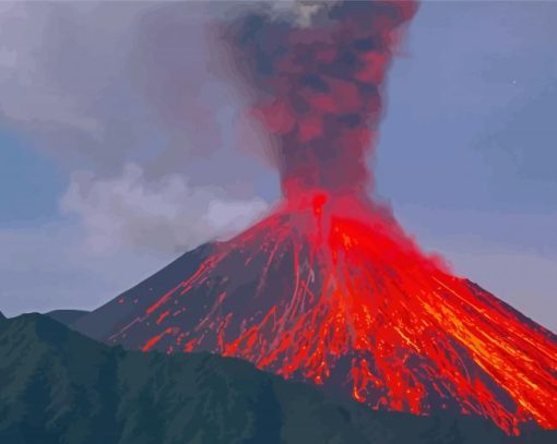 Red Volcano Erupting Diamond Painting