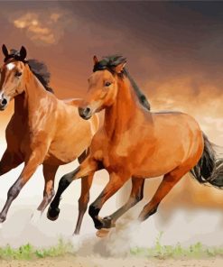 Running Horses Diamond Painting