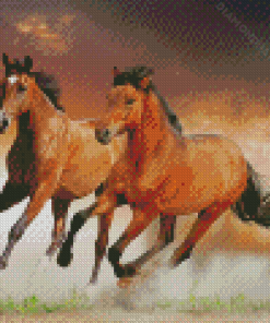 Running Horses Diamond Painting