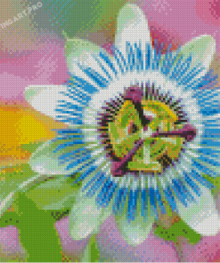 Soft Blue Passion Flower Diamond Painting