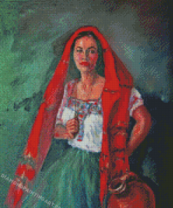 Spanish Lady With Red Scarf Diamond Painting