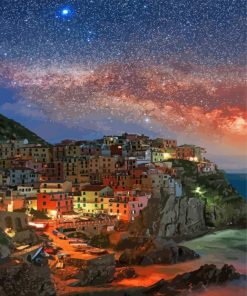 Starry Night In Manarola Landscape Diamond Painting