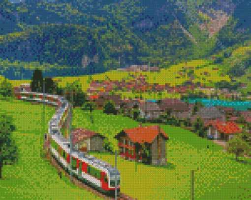 Swiss Train Diamond Painting