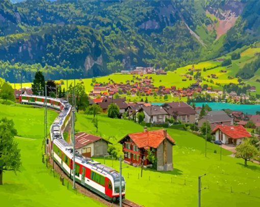 Swiss Train Diamond Painting