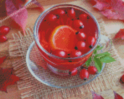 Tea And Berries Glass Diamond Painting