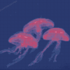 Three Blue And Purple Jellyfish Underwater Diamond Painting