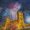 Tower Bridge Fireworks Sacramento California Diamond Painting