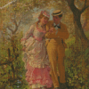 Vintage Couple Walking In Garden On Spring Diamond Painting