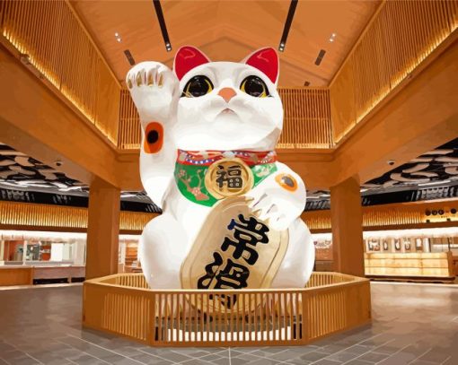 Waving Cat Statue Diamond Painting