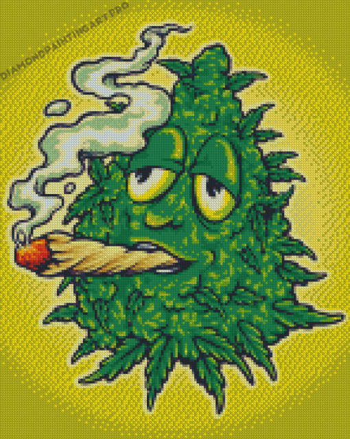 Weed Mascot Smoking Diamond Painting