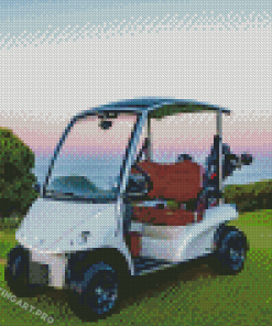 White Golf Cart Diamond Painting