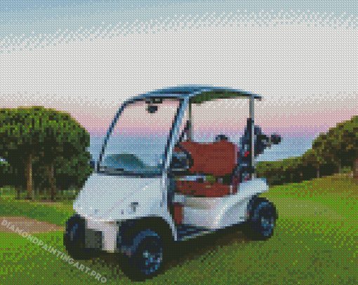 White Golf Cart Diamond Painting