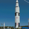 White Saturn 5 Rocket Diamond Painting