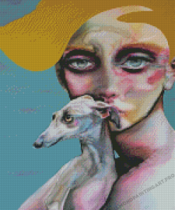 Woman And Italian Greyhound Diamond Painting