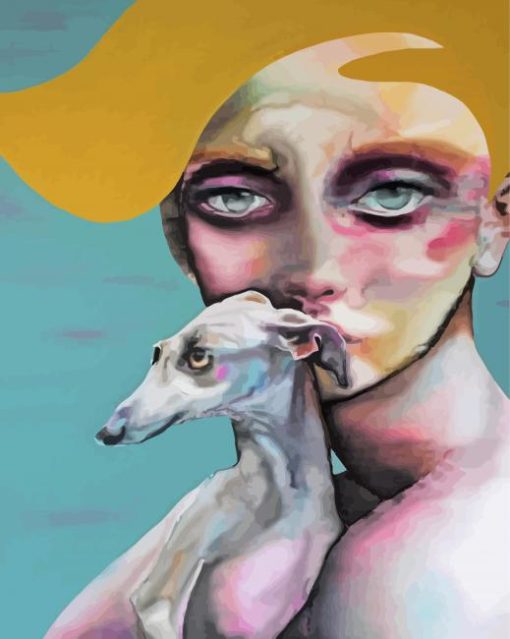 Woman And Italian Greyhound Diamond Painting