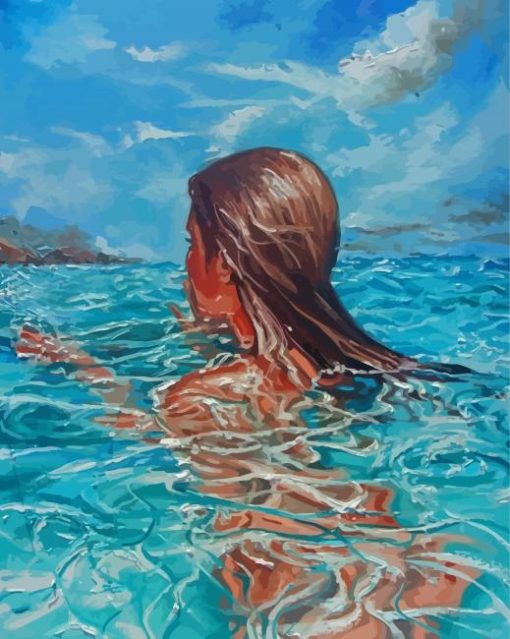 Woman Swimming In Pool Monika Luniak Diamond Painting