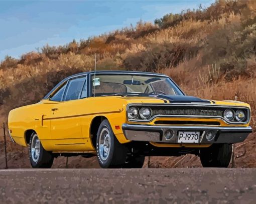 Yellow Plymouth Road Runner Diamond Painting