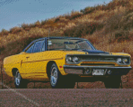 Yellow Plymouth Road Runner Diamond Painting