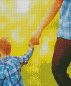 A Child Holding Fathers Hand Diamond Painting