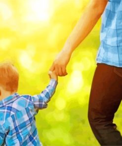 A Child Holding Fathers Hand Diamond Painting