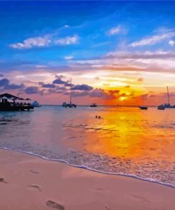 Aesthetic Aruba Beach At Sunset Diamond Painting