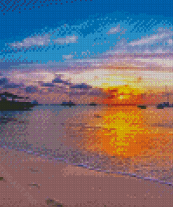 Aesthetic Aruba Beach At Sunset Diamond Painting