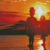 Beach Sunset With Children Diamond Painting