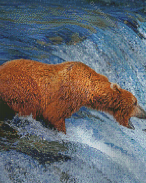 Bear By Stream Diamond Painting