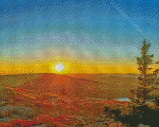 Beautiful Sunset In Cadillac Mountain Diamond Painting