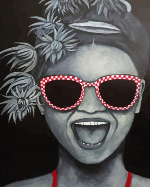 Black And White Funny Girl Diamond Painting