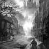 Black And White Gothic Street Diamond Painting