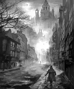 Black And White Gothic Street Diamond Painting