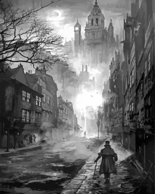 Black And White Gothic Street Diamond Painting