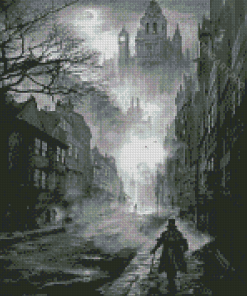 Black And White Gothic Street Diamond Painting